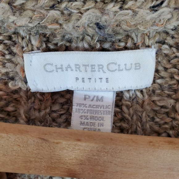 Charter Club Petite Tan Light Brown Button Up Knit Collared Cardigan Swe… - Picture 10 of 12